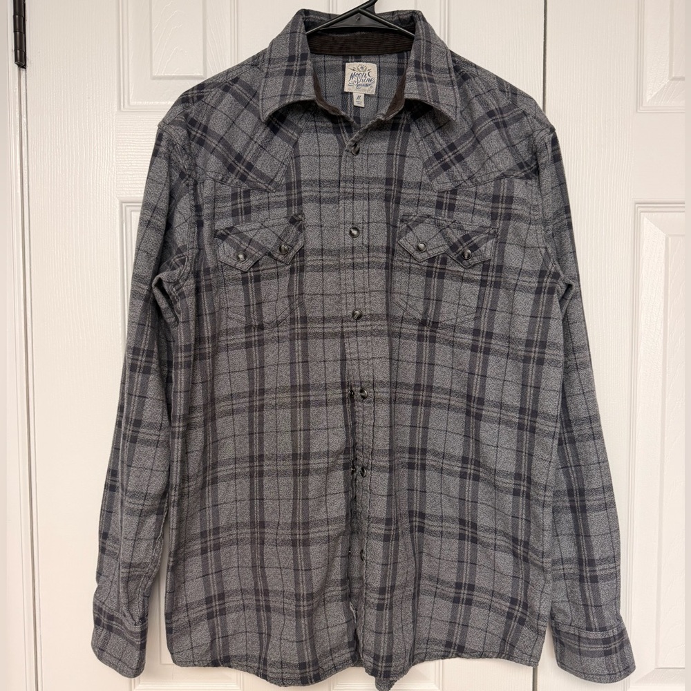 Moonshine Spirit Brad Paisley Western Pearl Snap Plaid Flannel Shirt‎ Med Cotton